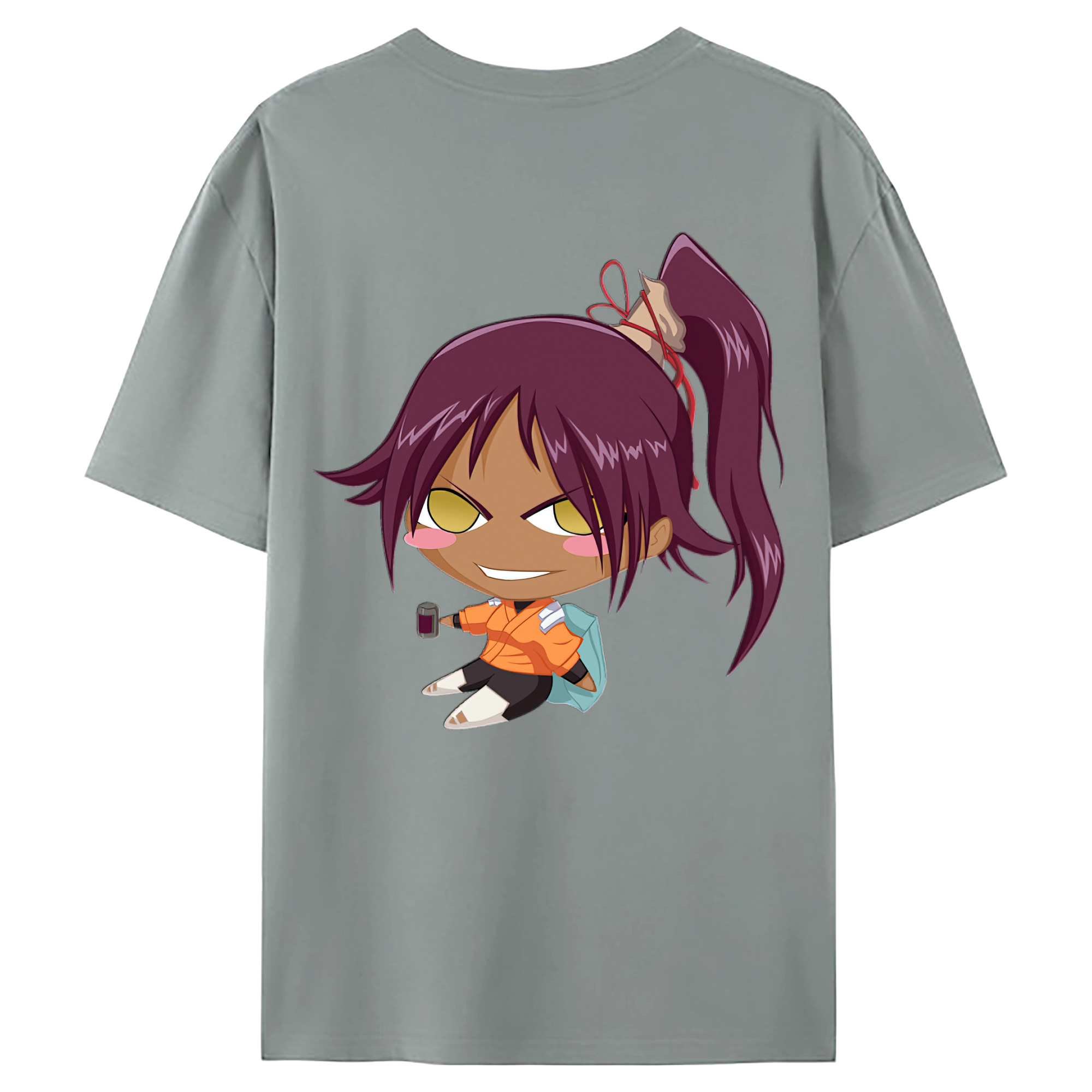 （画像用） ブリーチ 四楓院 夜一（しほういん よるいち） BLEACH Shihouin Yoruichi 綿100％ メンズ半袖Tシャツ（バックプリント） 通気性